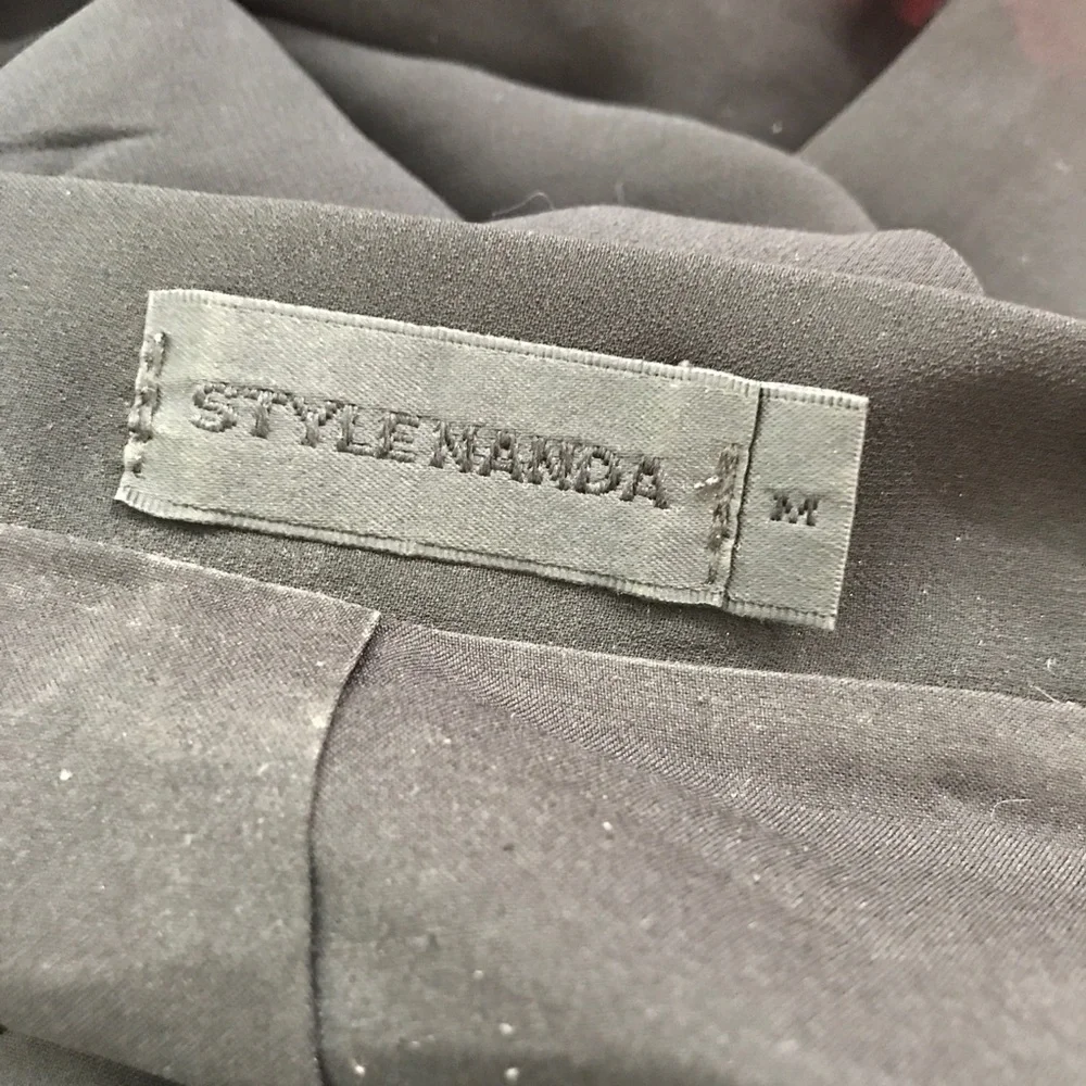 STYLE NANDA SKIRT BLACK SHEER MIDI SIDE SLITS LINER WOMENS MEDIUM